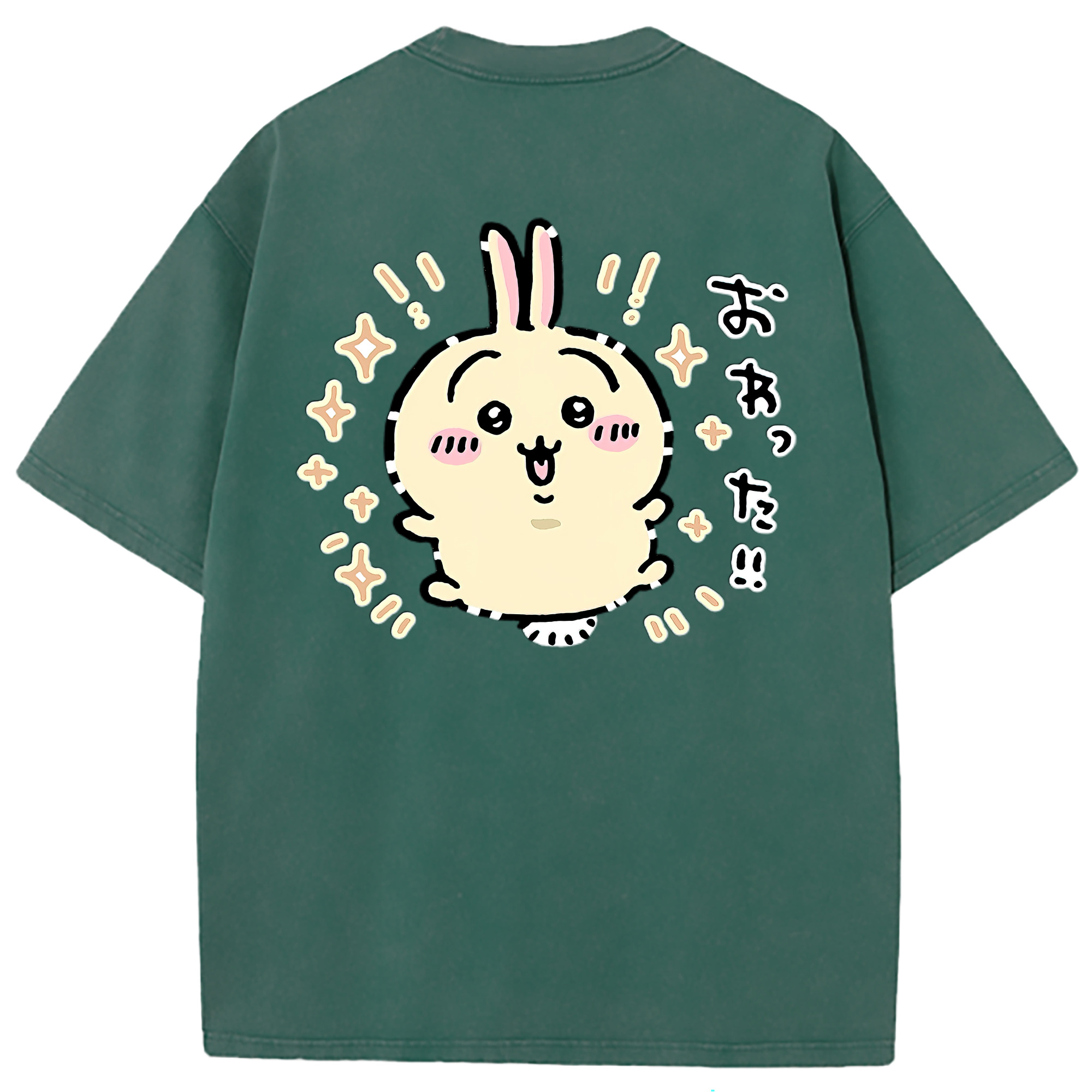 （画像用） ちいかわ うさぎ Chii-kawa usagi 綿100% ヴィンテージ風 半袖Tシャツ（背面プリント）